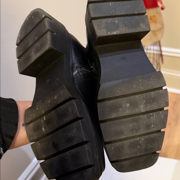 Women's Faux Tall Leather Boots black platform - Picture 9 of 10